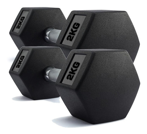 Par De Halteres Dumbell Sextavado Ahead Sports As2102 2kg Cor Preto