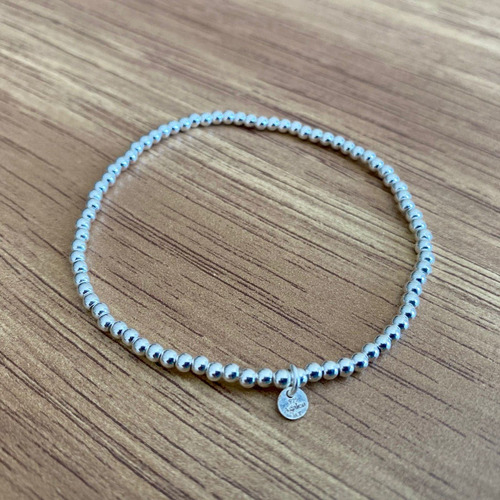Imagen 3 de 10 de Pulsera De Plata 925 Bolitas De 2.5mm Elástico Mujer Agálea