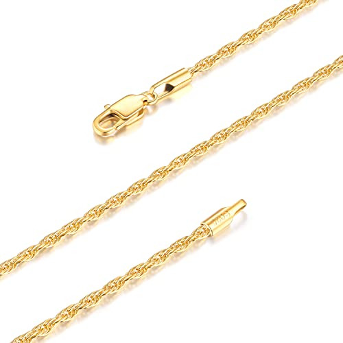 Andsion - Collar De Cadena De Oro De 18 Quilates Para Mujere
