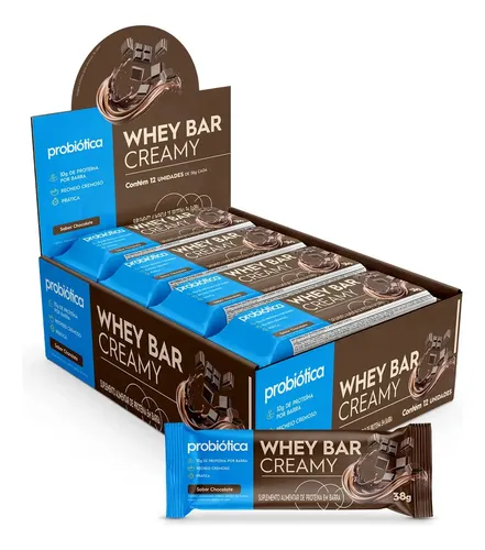 Suplemento Probiótica Whey Bar Creamy 11g Proteína Sabor Chocolate