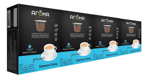 Kit 100 Cápsulas Para Nespresso Café Crema Cápsula Aroma