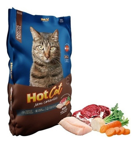 Ração Seca Hot Cat Sem Corantes 10kg Gatos Filhotes Adultos