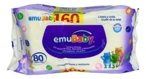 Toallitas Húmedas 80u Emubaby - Pack 2 Unidades