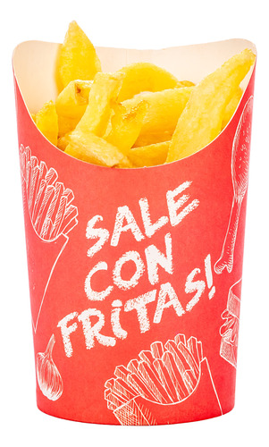 Contenedor Papa Frita Polipapel Impreso (8 X 11 Cm) X 100 U.