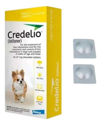 Anti Pulgas Garrapatas Credelio Perros 1.3 - 2.5kg X 2 Tab 