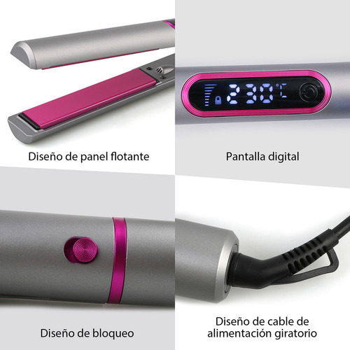 Planchas Para Cabello 2 En 1 Con Aceite Acondicionador Color 2 In 1 Hair Straightener 100-230° regulación de la temperatura Con cable giratorio para colgar