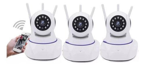 X3 Cámaras Ip 360° Wifi Hd Visión Nocturna 3 Antenas
