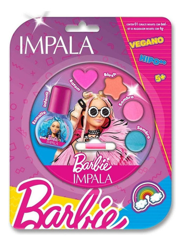 Barbie Esmalte Infantil Iconica Girl Power+paleta Maquiagem