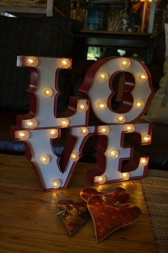 Cartel Luminoso Luces Led Love 40x35x5 Cm