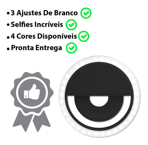 Flash Para Celular Luz Mini Ring Light Clipe Anel Led Selfie