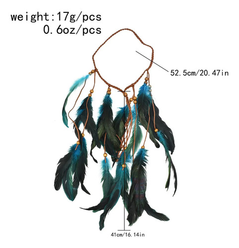 T Diadema De Plumas, Tocado Hippie Para Mujeres Y Niñas,