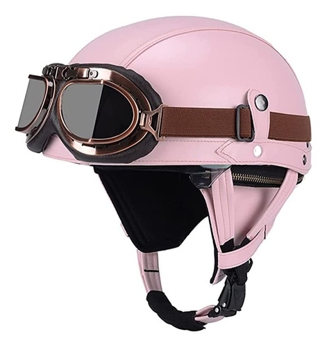 Casco De Moto Vintage Con Lentes, Casco Jet Vintage.