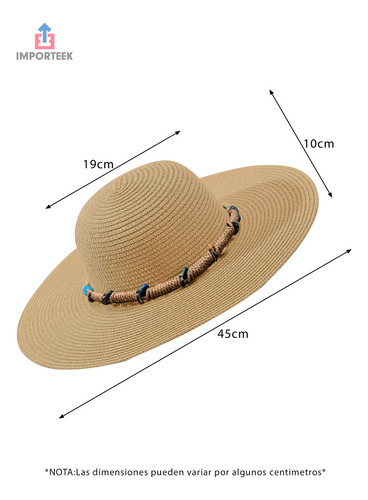 Sombrero Ala Ancha Dama Mujer Verano Playa Proteccion Sol