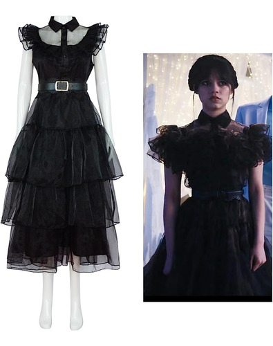 Disfraz De Wednesday Addams Para Niñas Fiestas Cosplay 