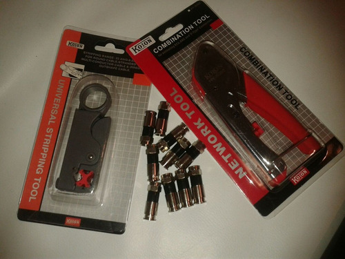 Pinza Compresión+ Pela Cable+10 Conector+buscapolo Satshoptv
