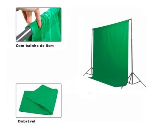 Tecido 3x2 Verde Estudio Fundo Infinito Chroma Key Youtubers