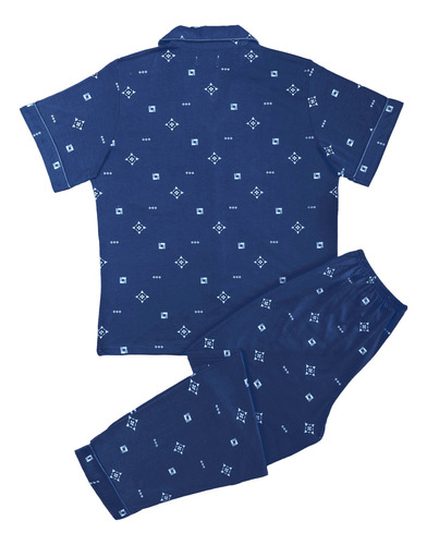 Pijama 2pzs Casual Hombre Algodón Pantalon Camisa Botones