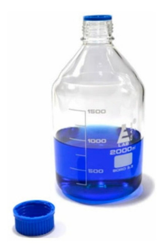 Frasco Autoclavable Tapa Azul 2000ml Graduado