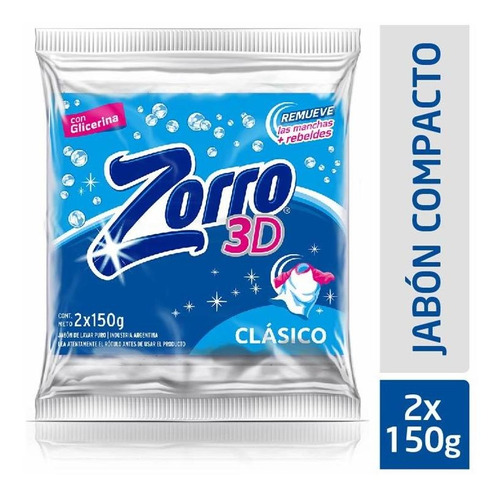 Pack X 3 Unid Jabon En Pan  Clasico 2x150 Gr Zorro