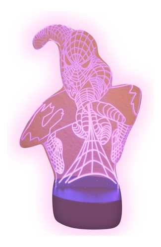 Lampara 3d Ilusion Spiderman Hombre Araña Bse Ngra Sc