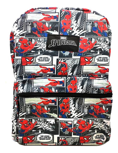 Mochila Spiderman Marvel Pattern Line Espalda 17 PLG Color Gris Diseño De La Tela Estampado
