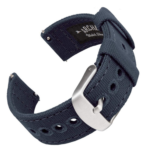 Pulseras De Reloj Archer Canvas Quick Release, 22 Mm, Azul M