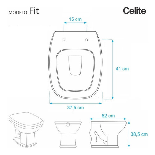 Assento Sanitário Fechamento Lento Fit Pergamon Para Celite