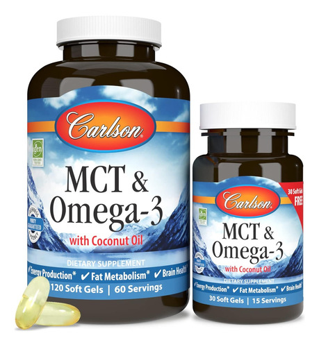 Carlson Labs Mct Y Omega 3 120+30 Softgels Sabor Sin Sabor