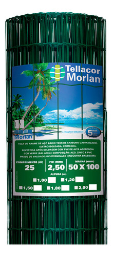 Tela Soldada Pvc Verde 25x1,50m 2,50mm Tellacor Morlan