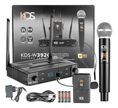 Microfone Sem Fio De Mão E Headset Uhf Profissional K-392c