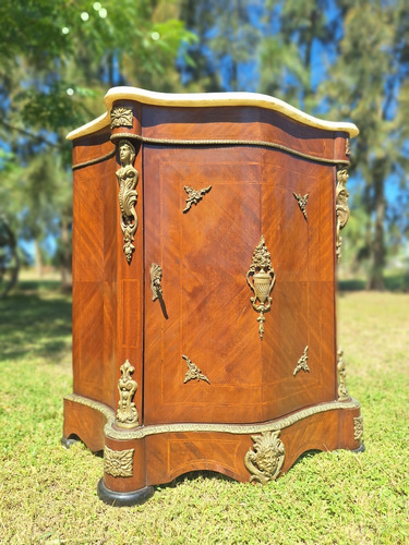 Chiffonier Recibidor En Cedro Marquetería Bronceria Antiguo