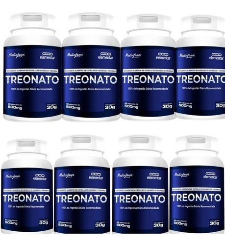 Kit 8 Magnesio Treonato 300cápsulas Treonato Medinfarm 500mg Sabor Misto