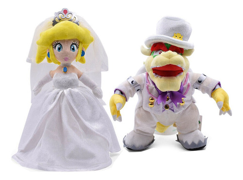 2pcs Super Mario Wedding Bowser Peach Peluche Muñeca Regalo