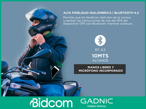 Auriculares Bluetooth 4.2 Gadnic Para Casco Con Micrófono