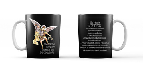 Caneca São Miguel Arcanjo Defendei-nos No Combate - Preta