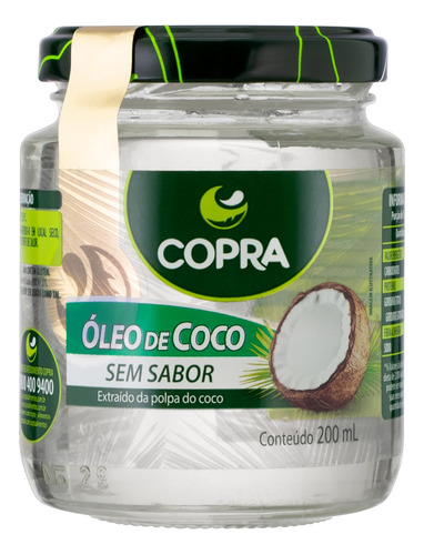 Óleo de Coco Copra Vidro 200ml