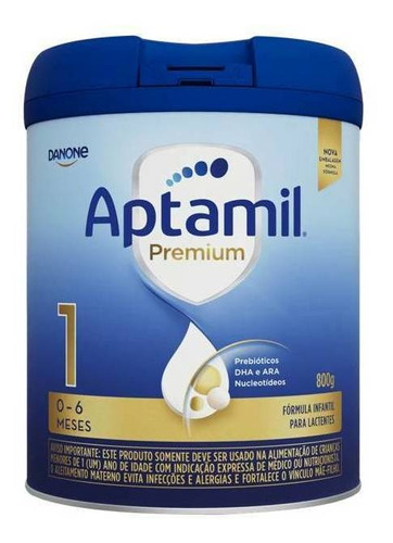 Fórmula infantil em pó sem glúten Danone Aptamil Premium 1 en lata - Kit de 12 de 800g - 0  a 6 meses