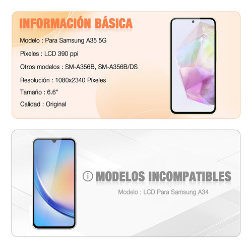 Tela Frontal Display Para Samsung A35 5g Com Aro Original