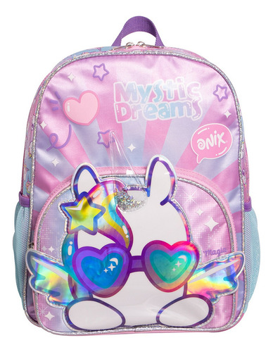 Mochila Onix Unicornio Original Marca Ruz Tamaño Kinder Rosa Lisa