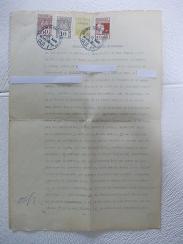 6922-contrato Locación Bariloche 1955, Estampillas