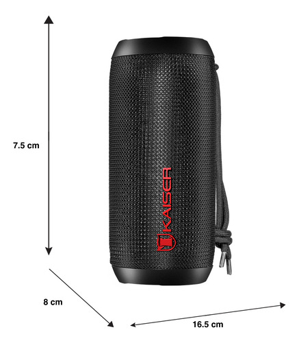Bocina Recargable Bluetooth Kaiser A prueba De Salpicaduras Mini Bocina Con Potencia de audio 5 W Bocina Portátil Apta Para Uso de Exteriores Con Batería Recargable De Hasta 8 H Negro