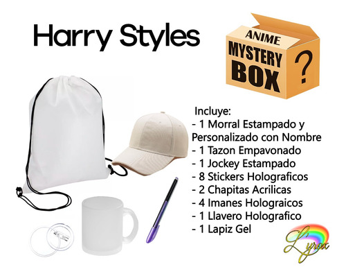 Harry Styles Mystery Box Tazon Lapiz Jockey Chapita Llavero