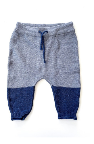 Pantalon Tejido De Punto Hym Bebe Gris Azul Talle 4-6 Meses