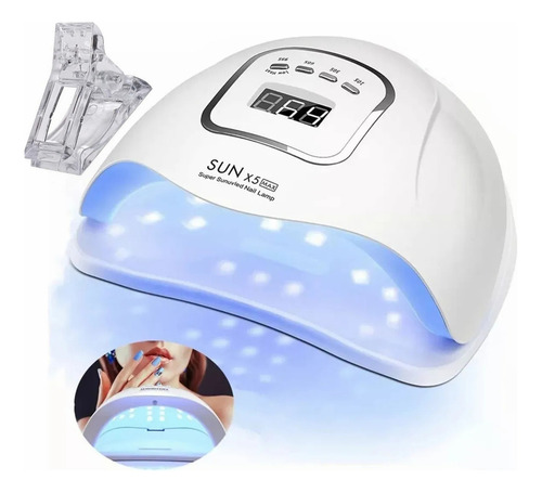 Lampara Led Uv De Manicura Sun X5 Secador Para Uñas Secado Rápido 4 Temporizador 99s Sin Dolor Sensor Infrarrojo Automático Gel De La Extensión / Gel Uv / Gel Polaco Color Blanco+1 Pinza Clip