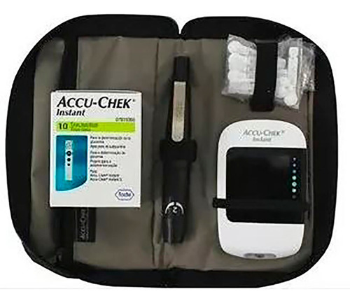 Glucometro Accu-chek Instant + 10 Tiras Y 10 Lancetas Color Blanco con Negro