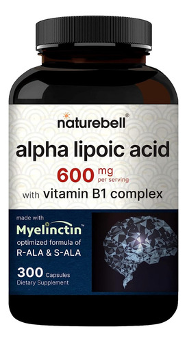 Suplemento En Cápsula Naturabell Suplementos Ácido Alfa Lipoico Vitaminas En Botella De 0l 300 Un
