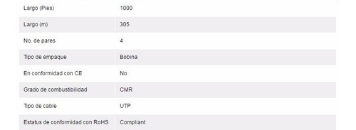 Bobina Cable Utp Cat6a Panduit Azul Pur6a04bu-cg