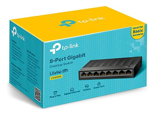 Switch 8 Puertos Ls1008g Gigabit Tp-link Litewave Negro