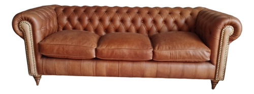 Chesterfield Chester 3 Cuerpos Cuero Natural 2,20