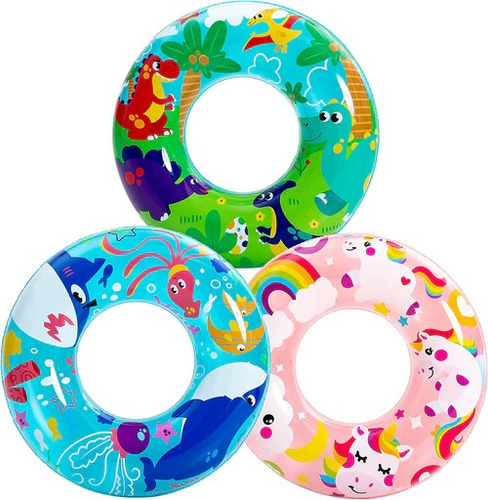 Flotador Inflable Anillos Dinosaurio, Océano, Unicornio 62cm